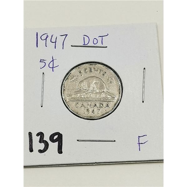Rare 1947 Dot 5 Cent Coin