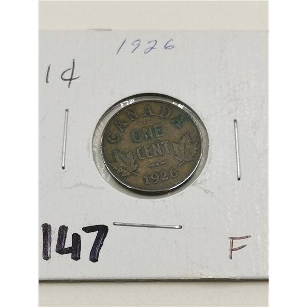 1926 1 Cent Coin, F