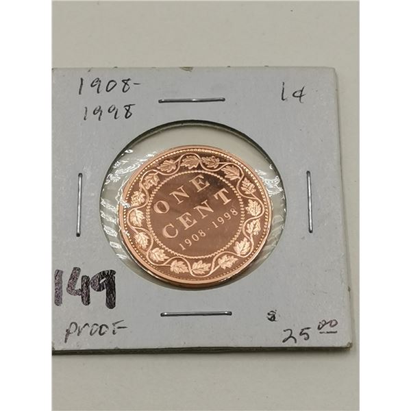 1908-1998 Proof One Cent, UNC
