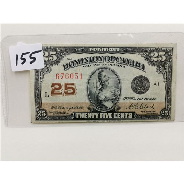 1923 Shinplaster 25 cent bill