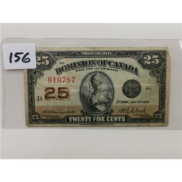 1923 Shinplaster 25 cent bill