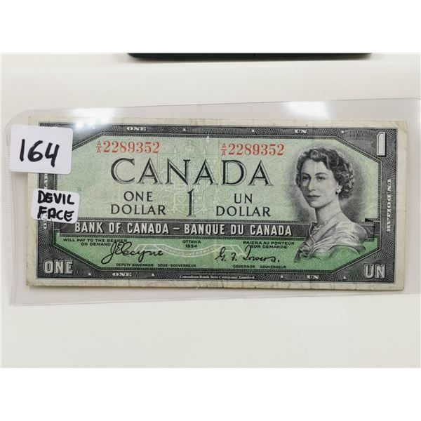 1954 $1 bill, Devil’s Face