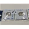 Image 2 : Three Different 1947 Maple Leaves 5 Cent Coins