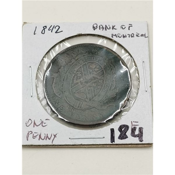 1842  Bank of Montreal One Penny Token
