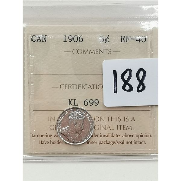 1906 5 Cent, EF40 CERTIFY