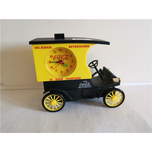 COCA-COLA TRUCK CLOCK PLASTIC 7" 6.5 HIGH WORKS