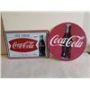 2 COKE SIGNS 11.5x8 AND 10" ROUND