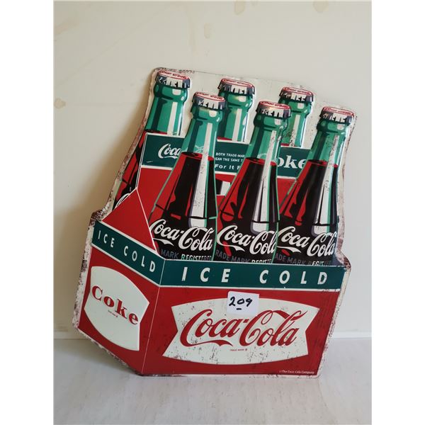 COCA-COLA 6 PACE METAL SIGN EMBOSSED 11.5" x 13