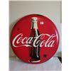 Image 1 : COCA-COLA METAL BUTTON METAL TIN SIGN 24"