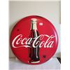 Image 2 : COCA-COLA METAL BUTTON METAL TIN SIGN 24"