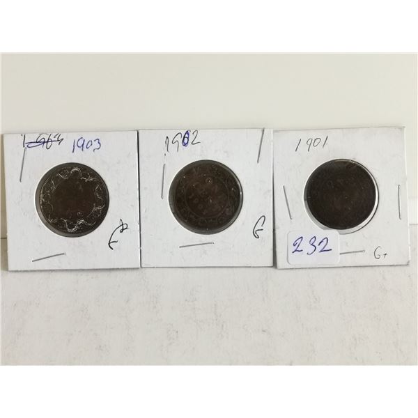 1901 1902 1903 LARGE CANADIAN PENNIES