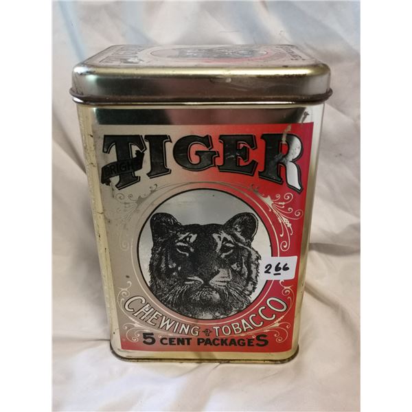 TIGER CHEWING TOBACCO TIN CAN