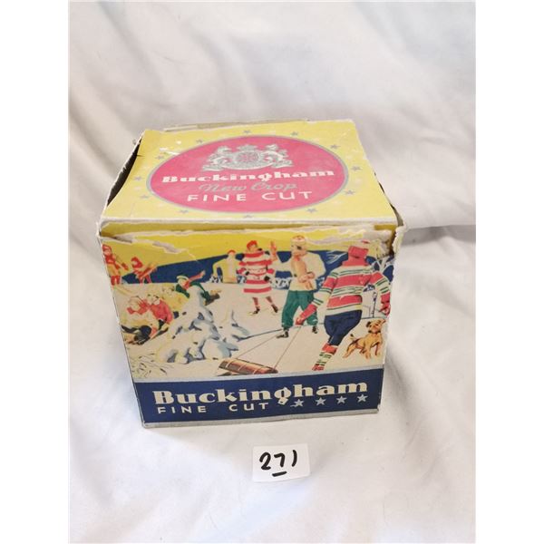 EMPTY CARDBOARD BUCKINGHAM TOBACCO CONTAINER