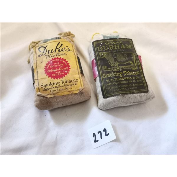 TWO OLD TOBACCO POUCHES, DUKES, DURHAM