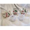 Image 1 : MATCHING CHERRY THEME DISHES + CREAM SUGAR BOWL