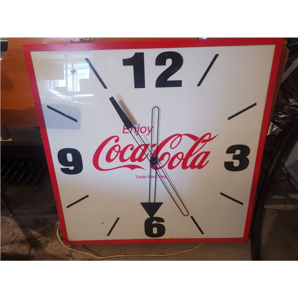LARGE COCA-COLA METAL FRAME CLOCK, NEEDS BOLTS FOR HANDS