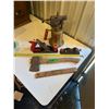 Image 1 : Carpenter Lot - 2 Wood Planes, Hatchet, Brass Torch + Ruler Level