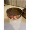 Image 2 : Grain Sieves - Brass- 8 ¼ Across, #10 Opening, 1 Has A Crack