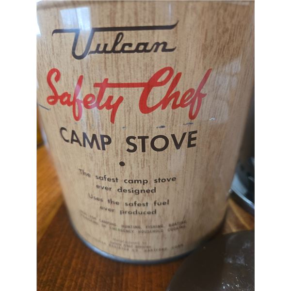 never used vulcan safety chef camp stove from 1950's