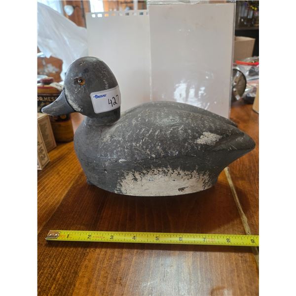 Vintage hand painted duck decoy glass eyes-12" long