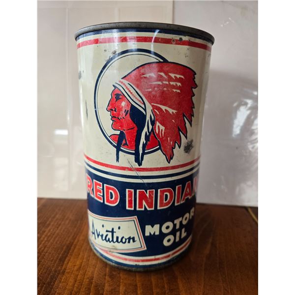 Wow! Original red indian aviation motor oil quart can very good condtion- hard to find
