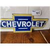 Image 2 : Die cut porcelain Chevrolet bow-tie sign 11in wide x 4in tall. Siongle sided fantasy