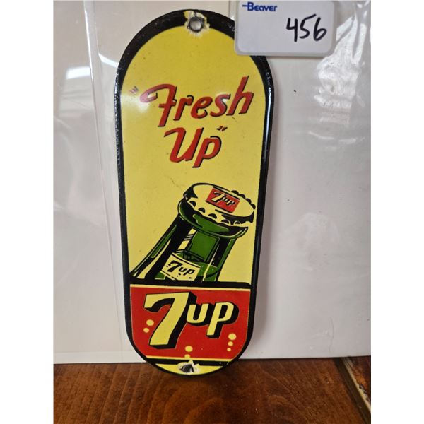 7-up fresh up porcelain door palm press 8" tall. Single Sided fantasy