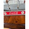 Image 2 : Original 12 bottle coca-cola carrier 1950's made of metal with wooden ends. Bottle dividers are remo