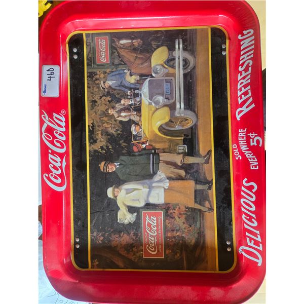 Scarce 1987 coca-cola serving tray original w/ folding legs 17" inx 12"in great graphics