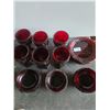 Image 1 : 18 pieces of ruby glass ware- 6 goblets