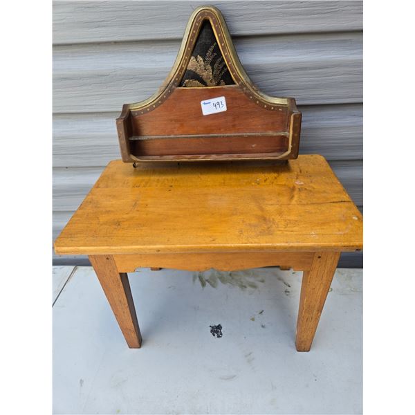 Very small table and tie/key rack