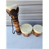 Image 1 : Set of bongo drums and indonesian tribal drum