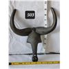 Image 1 : Cast iron, long horn bull, wall coat hooks.