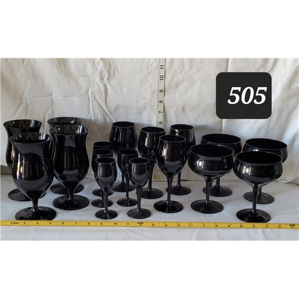 Belkraft, German black crystal drink ware. “Midnight Lace” Beautiful sound.