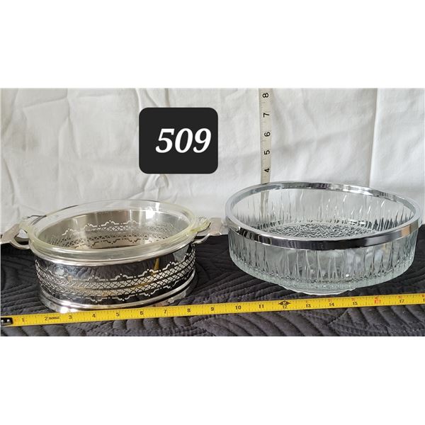 Vintage silver plated Hot dish holder & serving bowls.