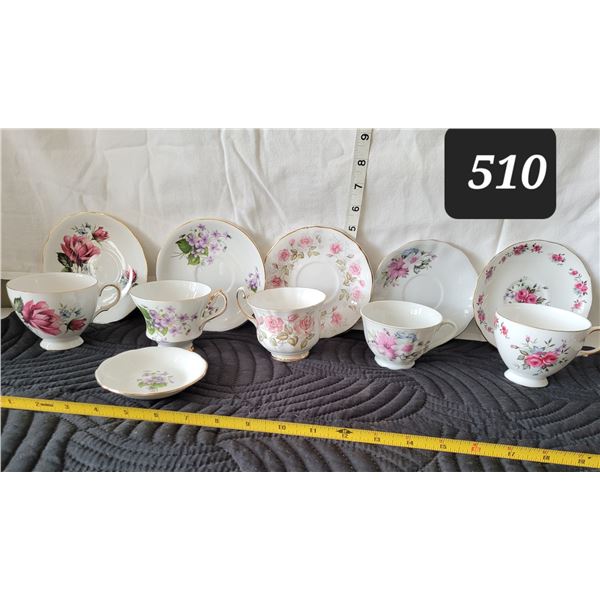 Vintage bone china tea cups & saucers.