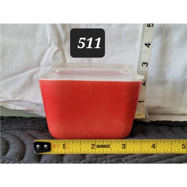 Vintage small pyrex refrigerator dish.