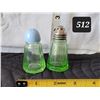 Image 1 : Vintage green uranium glass S&P shakers.