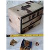 Image 3 : Horse hair, 3 drawer trinket box & contents.