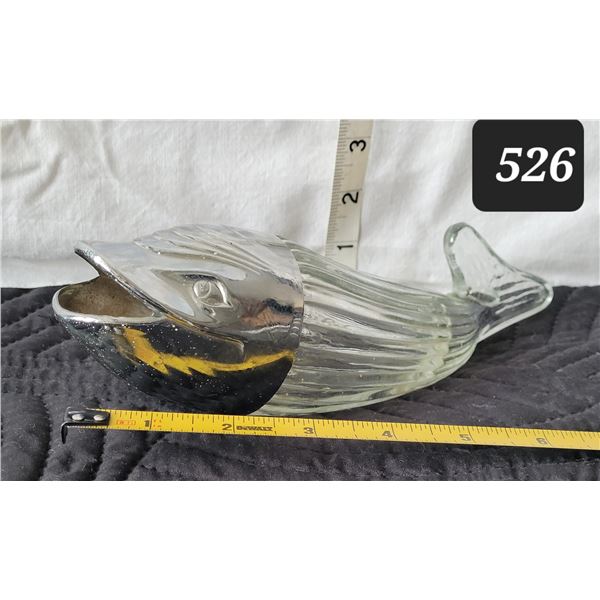 Vintage glass fish ashtray.