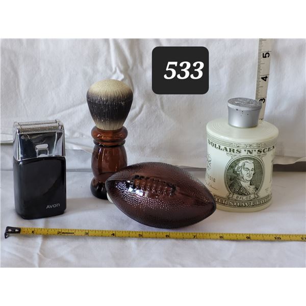 Avon collectable football & shaving replica bottles.