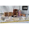 Image 1 : Vintage miniature Wooden doll furniture. 2 handmade in Germany. Bags of pre cut furniture to build.