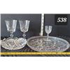 Image 1 : Pinwheel lead crystal. Cake platter, wine glasses & pickle dish.
