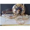 Image 2 : 1950's Anchor Hocking (Fire King) Culver Ltd. Floral 22k gold  Warming pot & bowls.