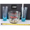 Image 1 : 1950's Pheasant hunter ice bucket & aqua blue highball glasses.