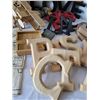 Image 7 : Box of wood crafting products.Patterns, letters, bird houses, trims etc.