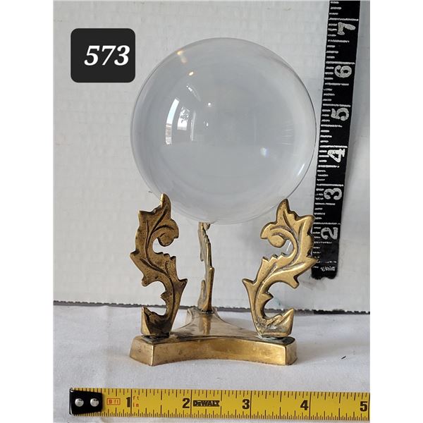 4” crystal ball on brass stand.
