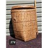Image 1 : Large lined wicker laundry basket. Approx. 29” high.