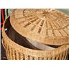 Image 2 : Large lined wicker laundry basket. Approx. 29” high.