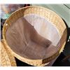 Image 3 : Large lined wicker laundry basket. Approx. 29” high.